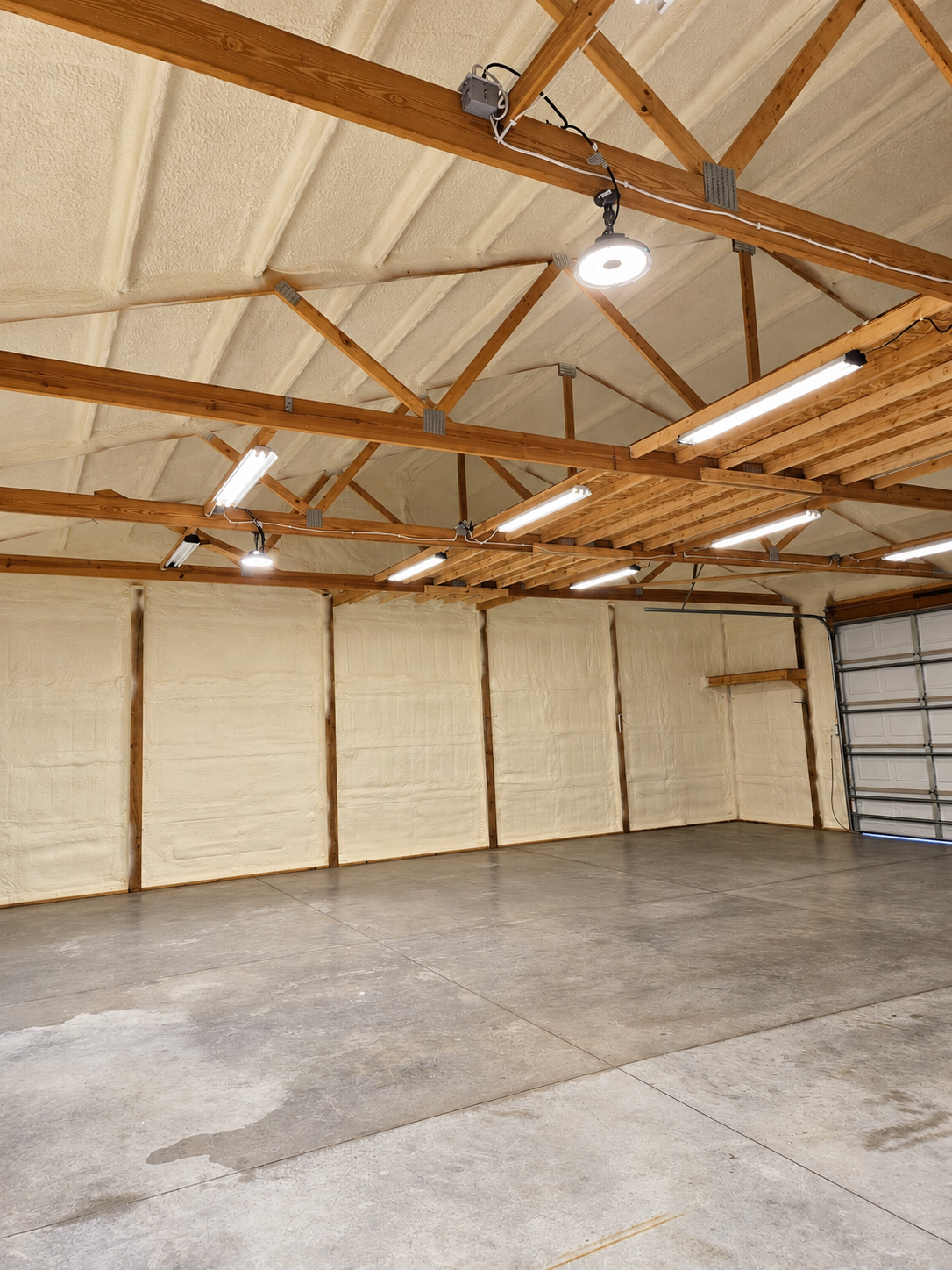 Insulation work inside a Wisconsin workshop